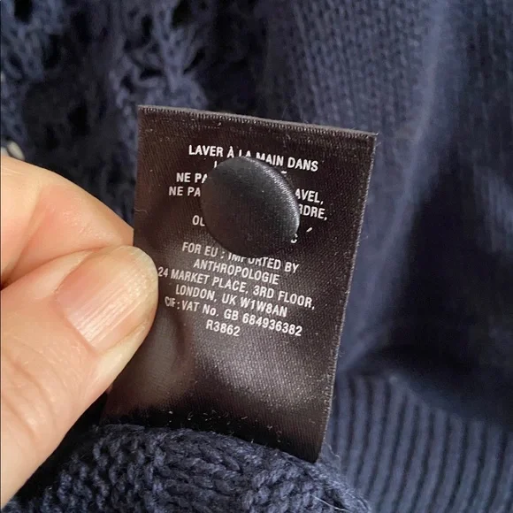 Anthropologie Mona Mabel navy cardigan with mixed media floral appliqués - Picture 16 of 16